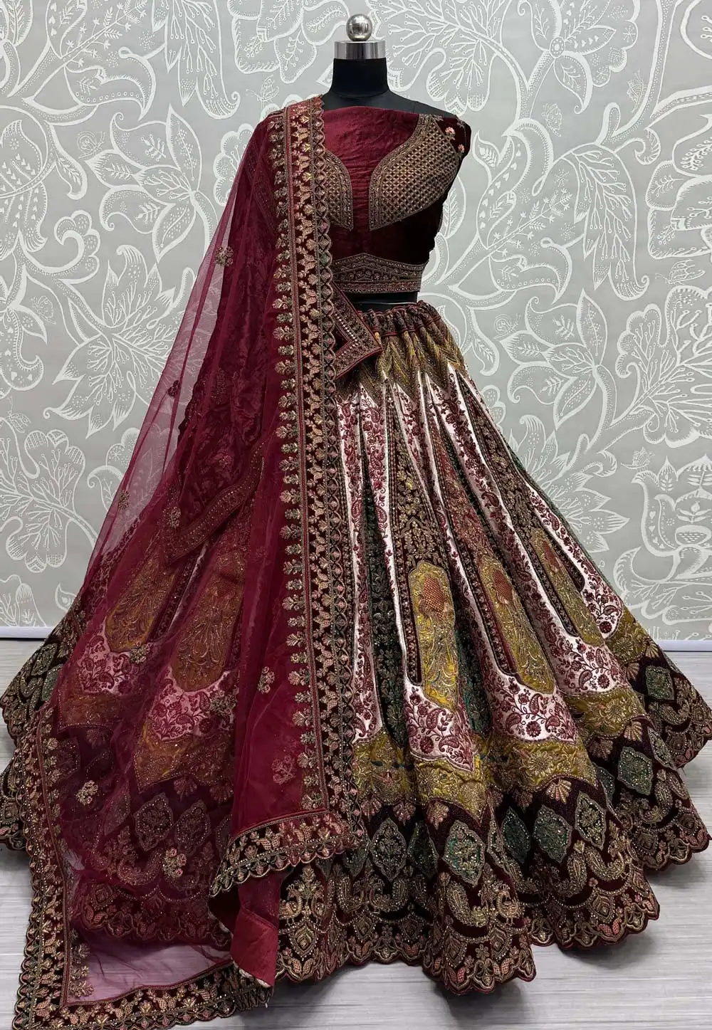 Mustard Brocade Bridal Lehenga Choli 289839