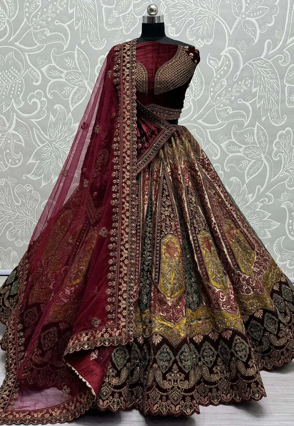 Mustard Brocade Bridal Lehenga Choli 289840