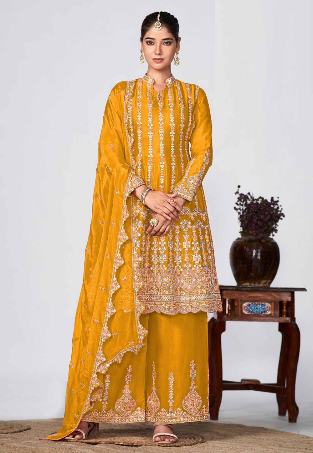 Mustard Chinon Pakistani Suit 286839