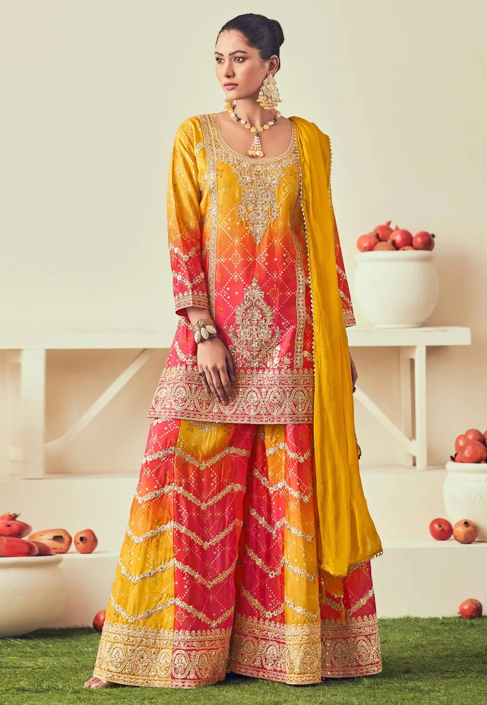 Mustard Chinon Pakistani Suit 303315