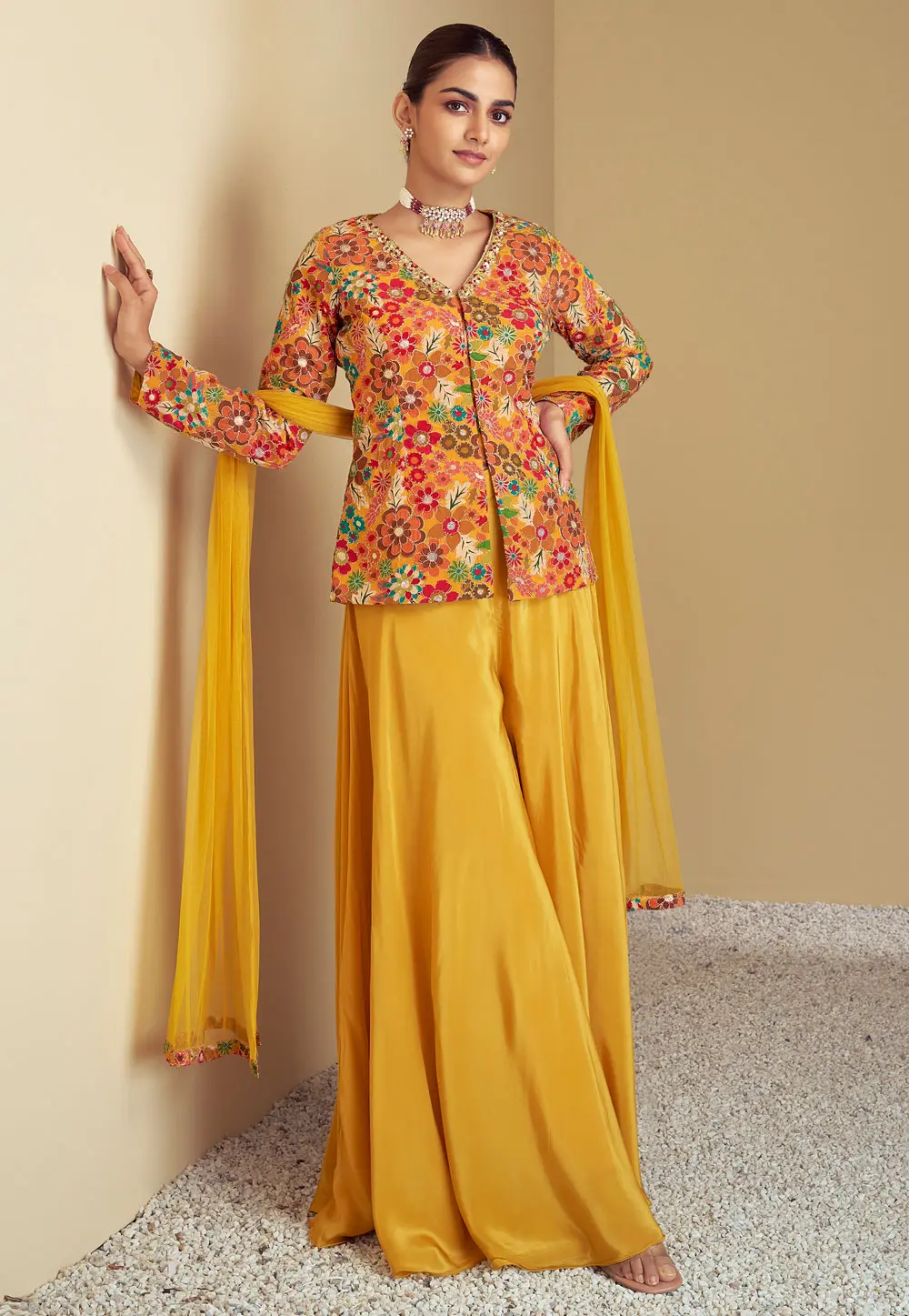 Mustard Chinon Pakistani Suit 303008