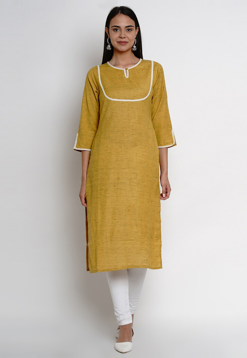 Mustard Cotton Long Tunic 282201