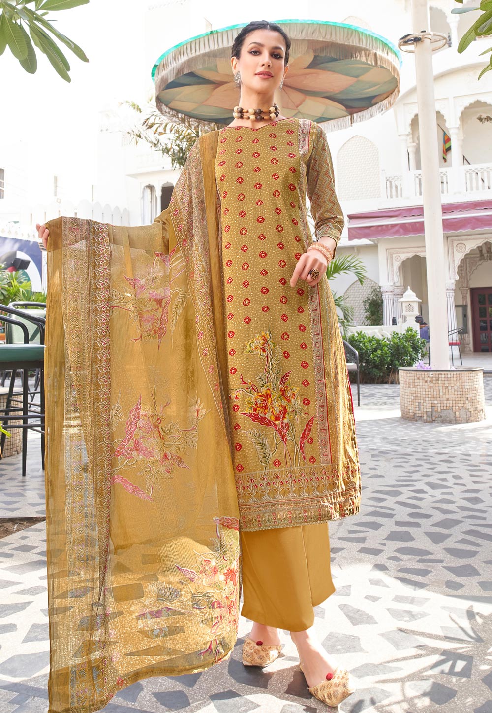 Mustard Cotton Pakistani Suit 285654