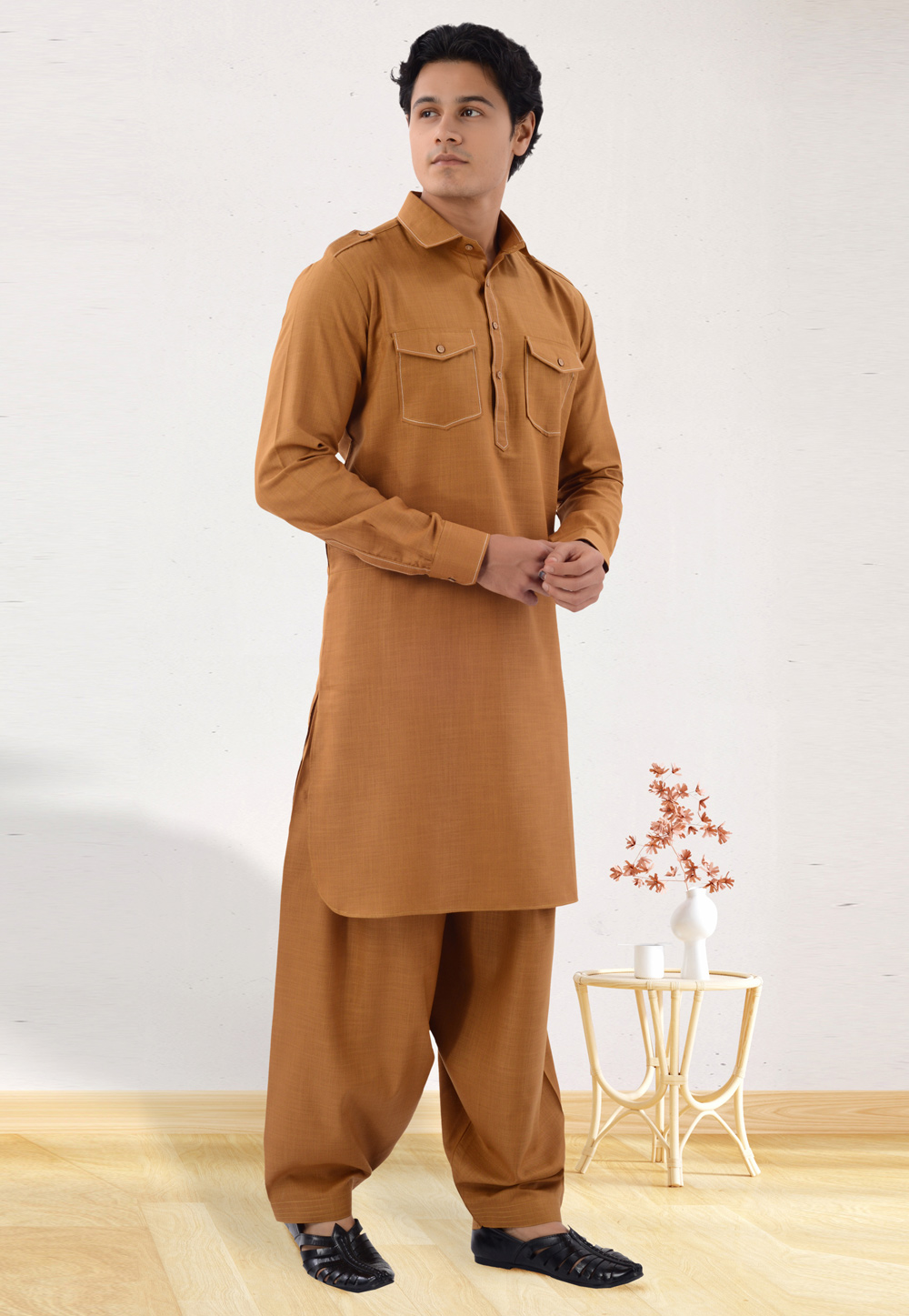 Mustard Cotton Pathani Suit 282930