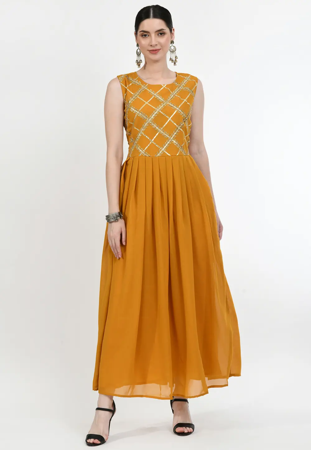 Mustard Georgette Gown 299650