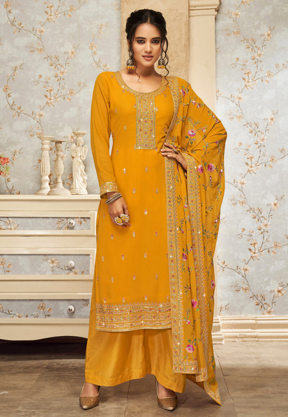 Mustard Georgette Pakistani Suit 285555