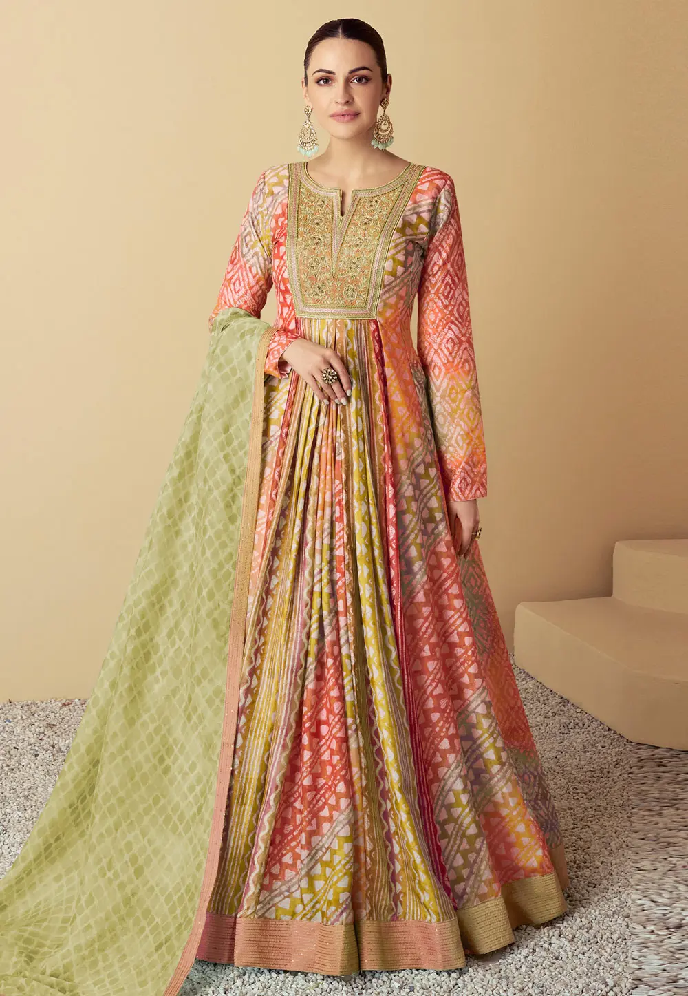 Mustard Muslin Anarkali Suit 301442