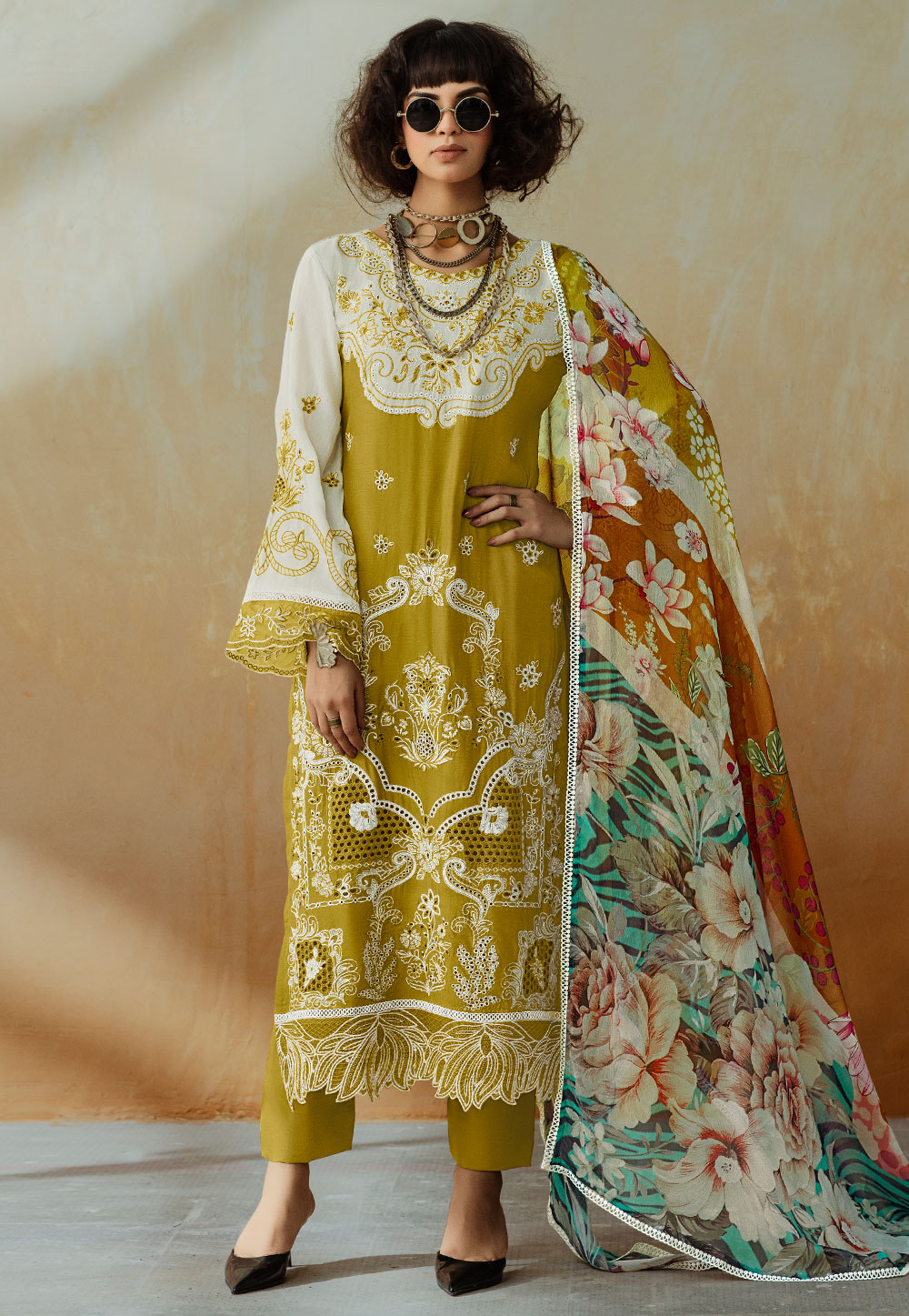 Mustard Muslin Pakistani Suit 310615