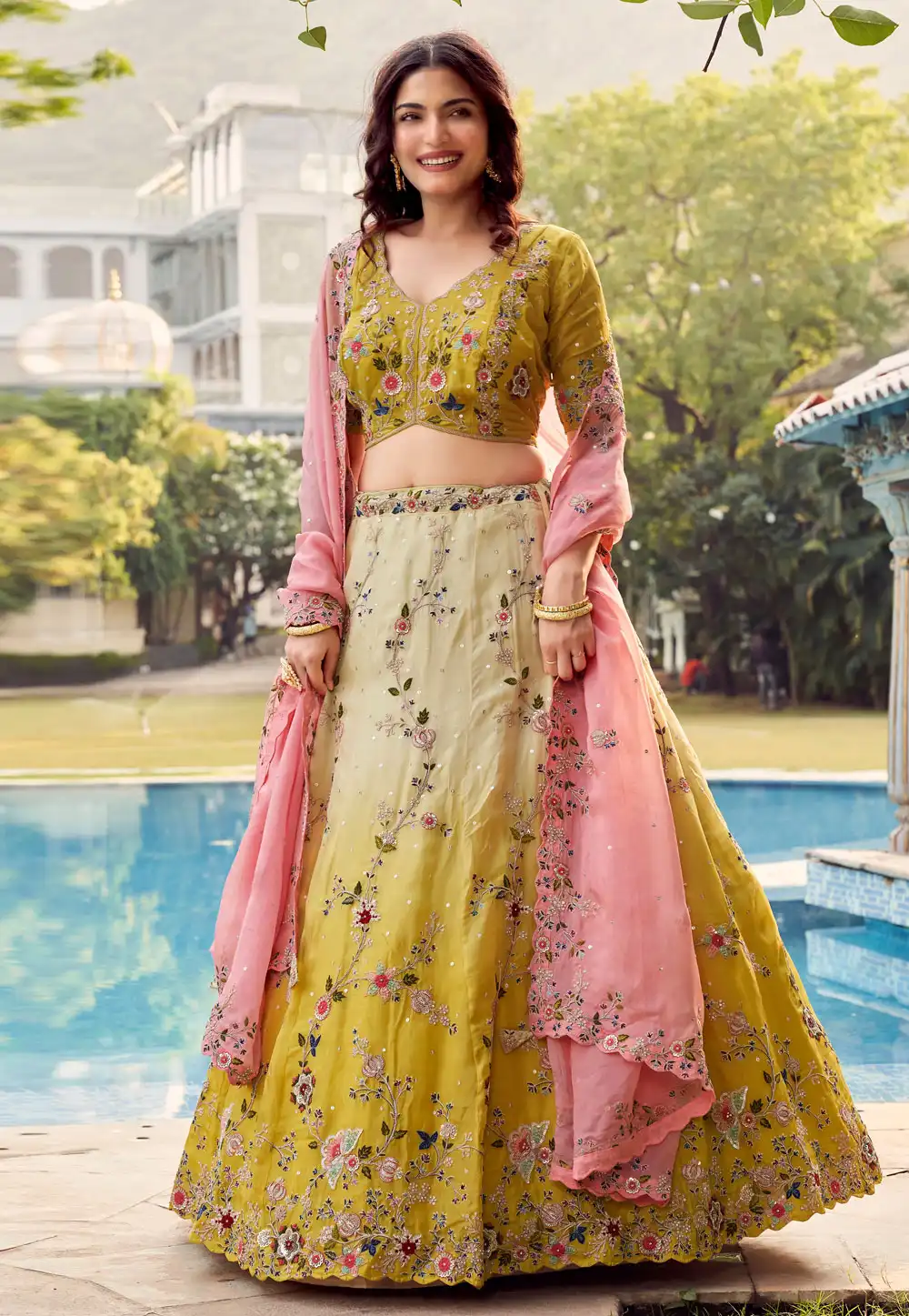 Mustard Organza Wedding Lehenga Choli 290187