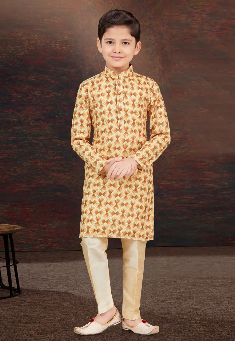 Mustard Rayon Kids Kurta Pajama 294982