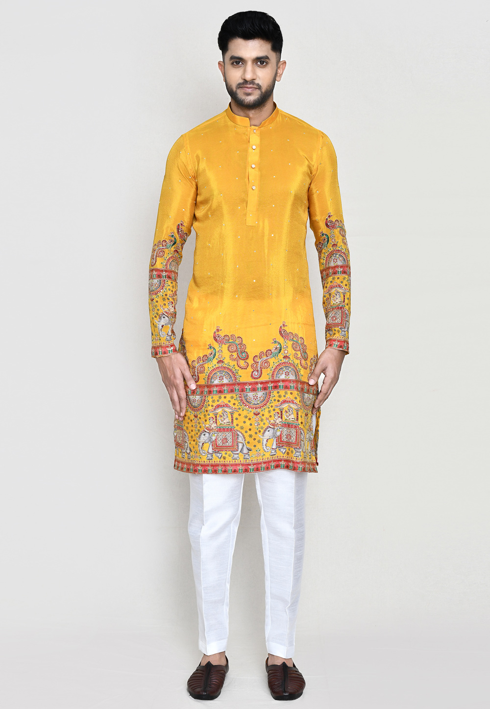 Mustard Rayon Kurta Pajama 306092