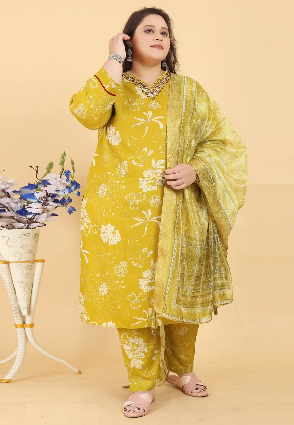 Mustard Rayon Readymade Pakistani Suit 302745