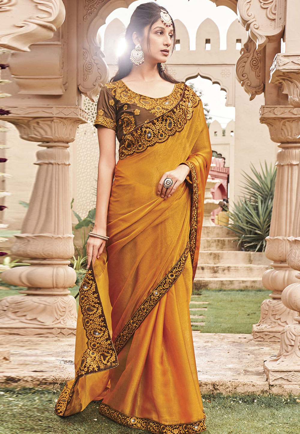Mustard Shimmer Saree With Blouse 279900