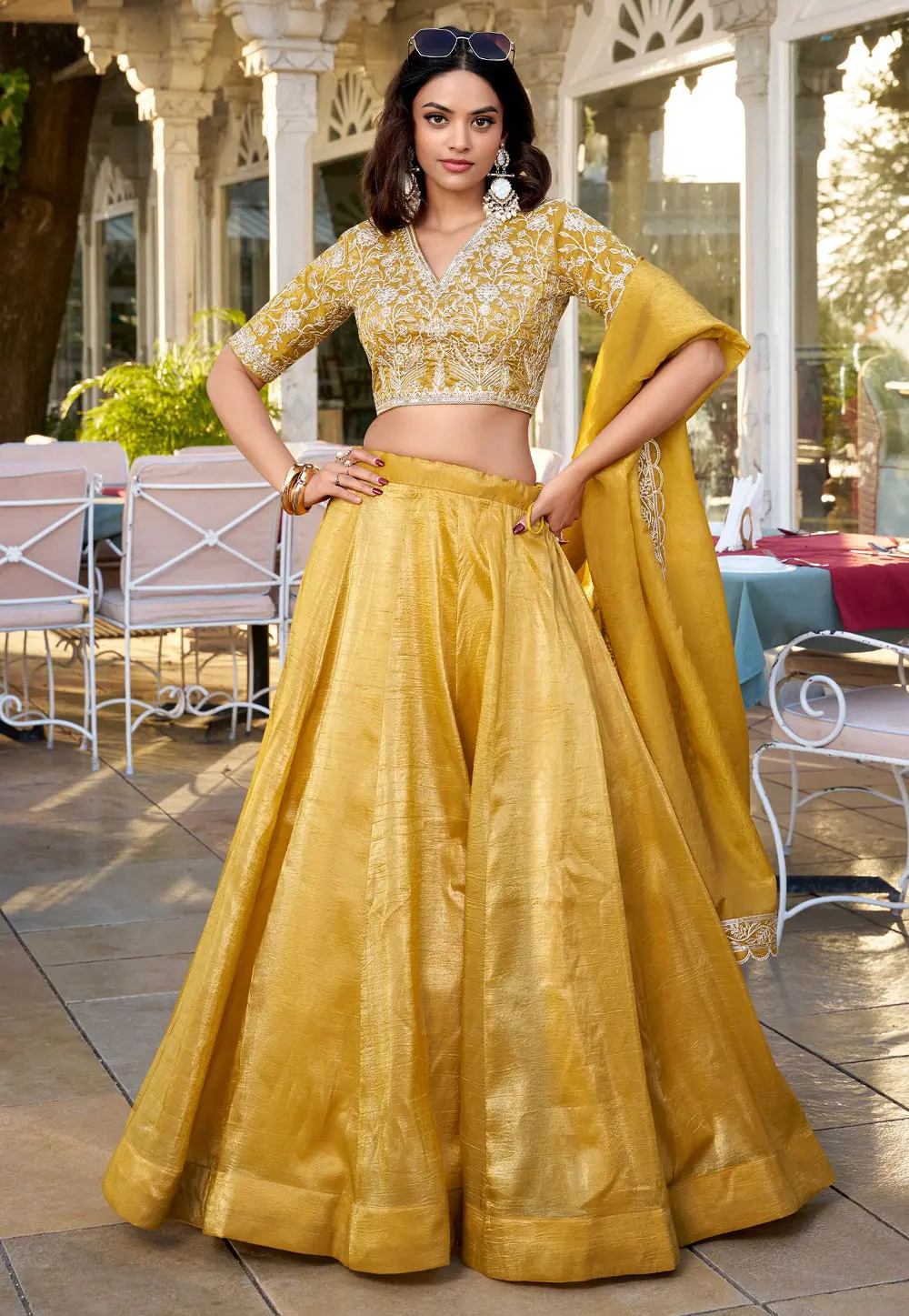 Mustard Silk A Line Lehenga Choli 300910