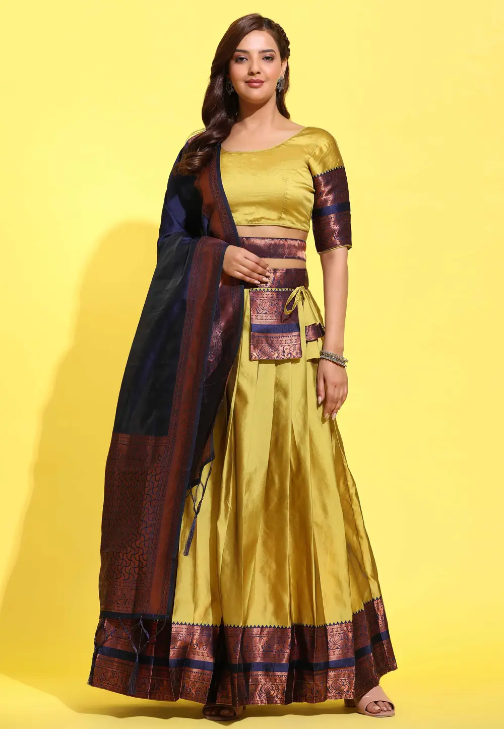 Mustard Silk A Line Lehenga Choli 295359