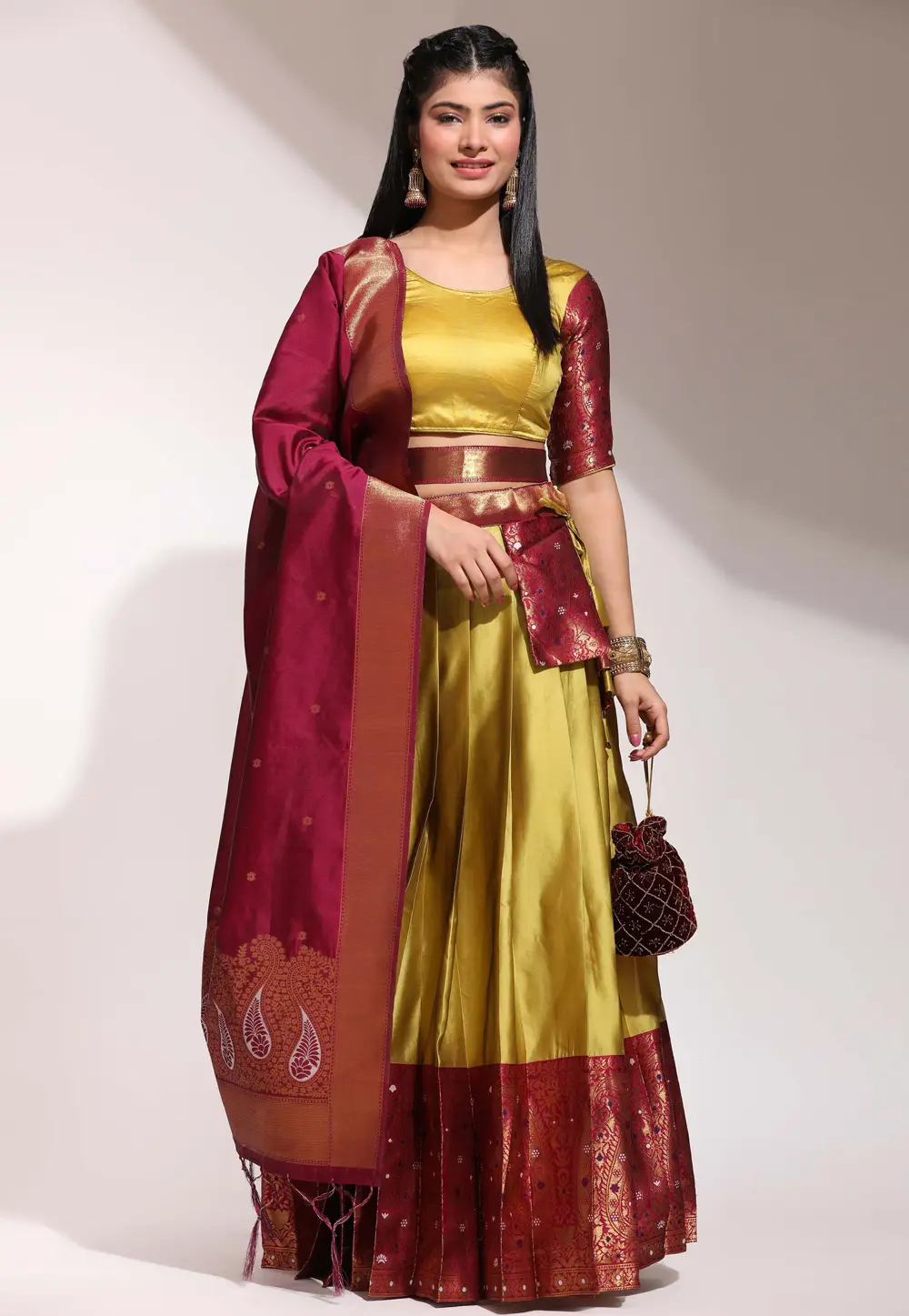 Mustard Silk A Line Lehenga Choli 296122