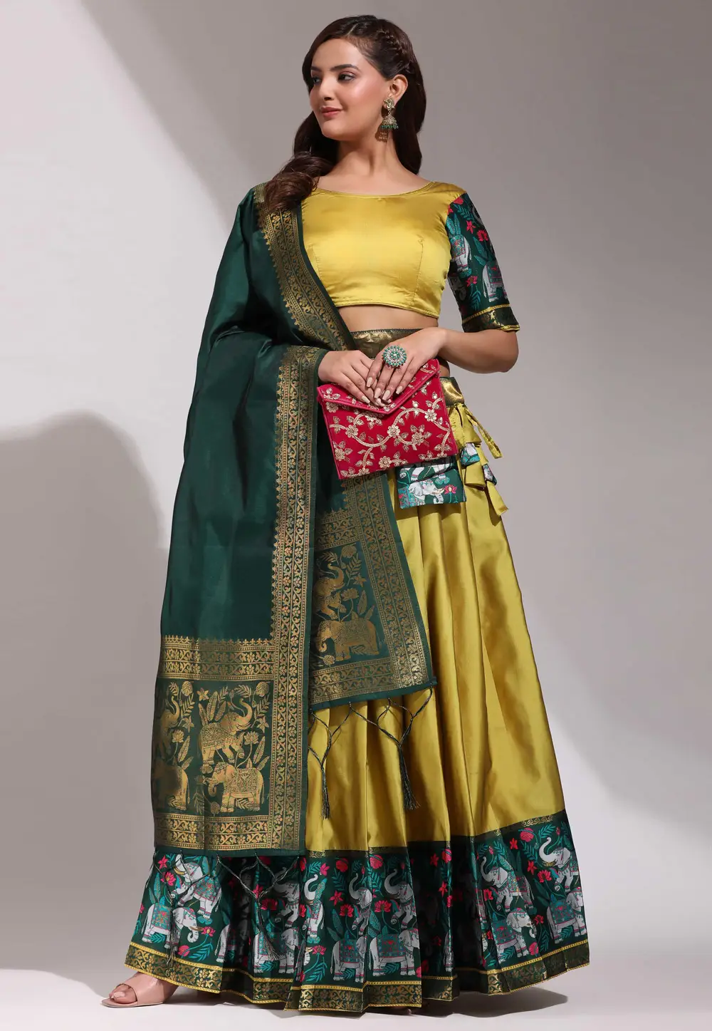 Mustard Silk A Line Lehenga Choli 296127