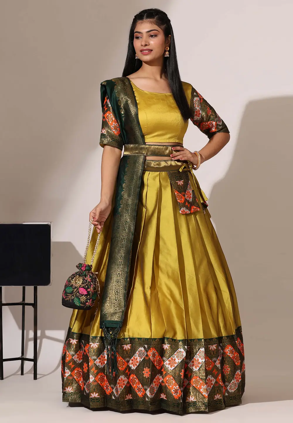 Mustard Silk A Line Lehenga Choli 296134