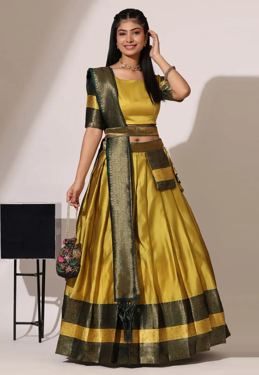 Mustard Silk A Line Lehenga Choli 296232