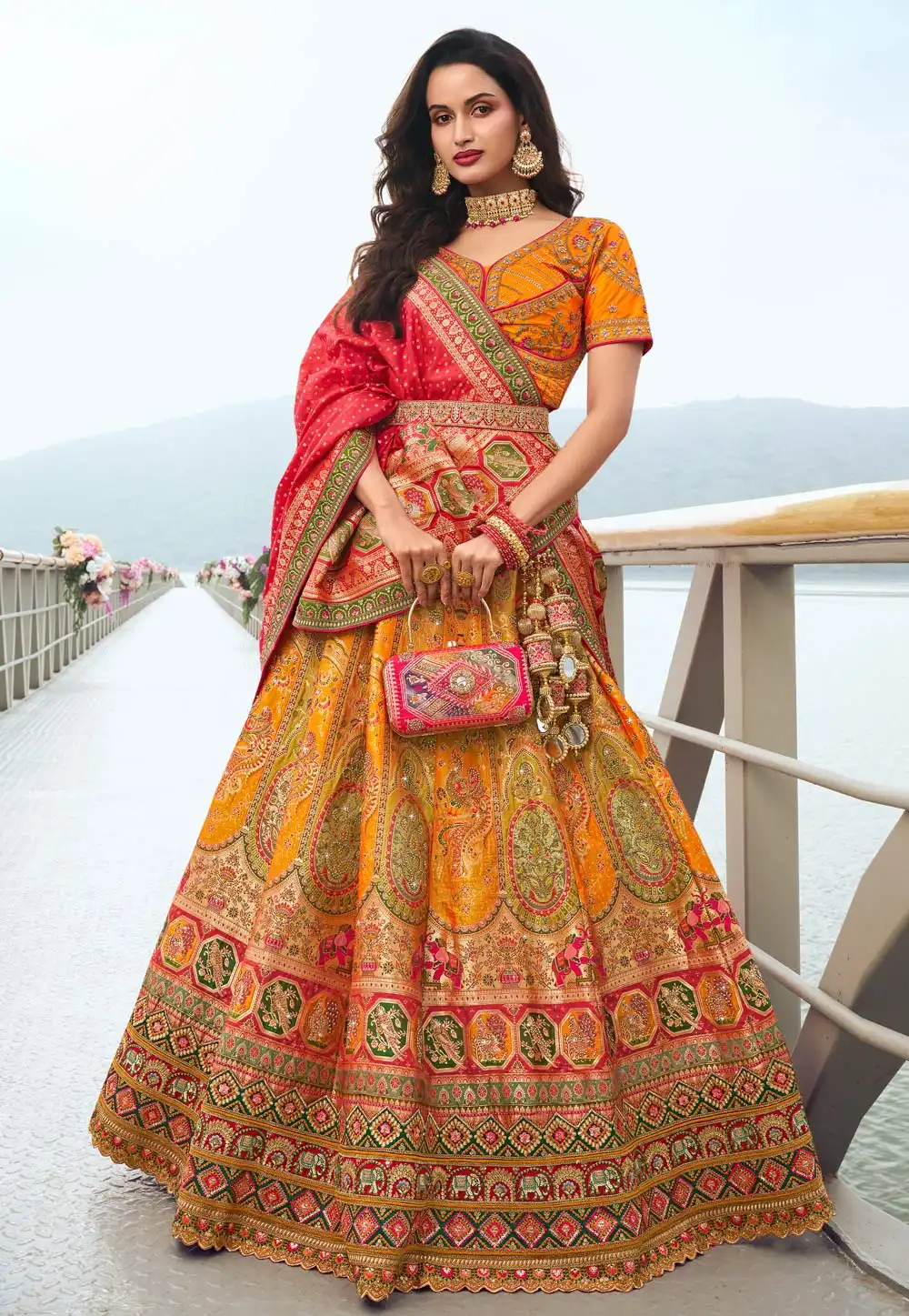 Mustard Silk Circular Lehenga Choli 293373