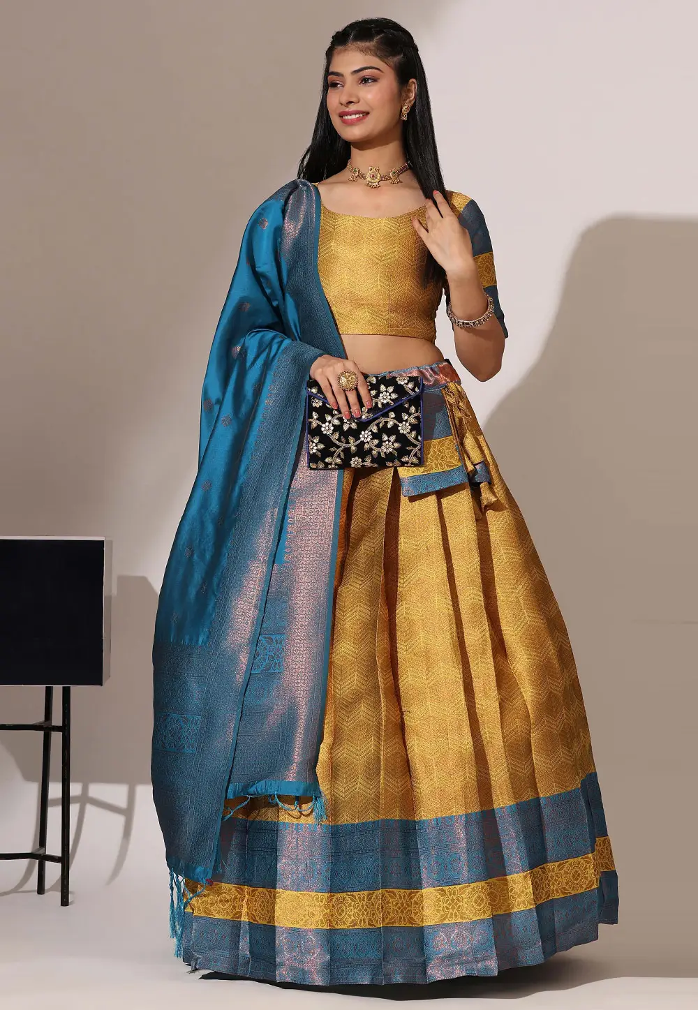 Mustard Silk Circular Lehenga Choli 295191