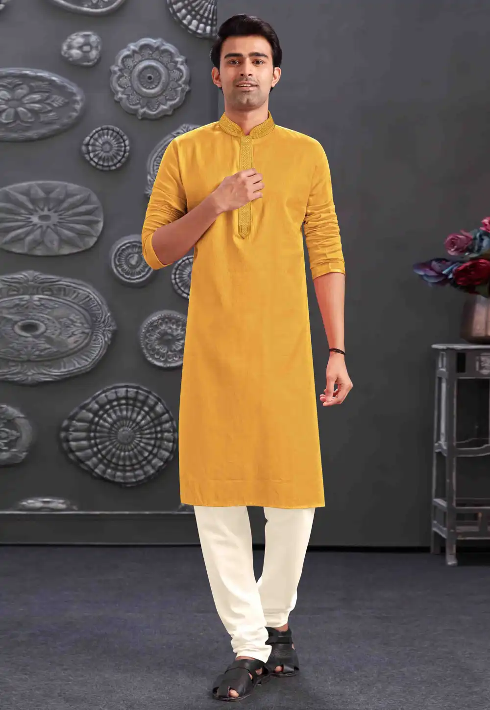 Mustard Silk Kurta Pajama 288847