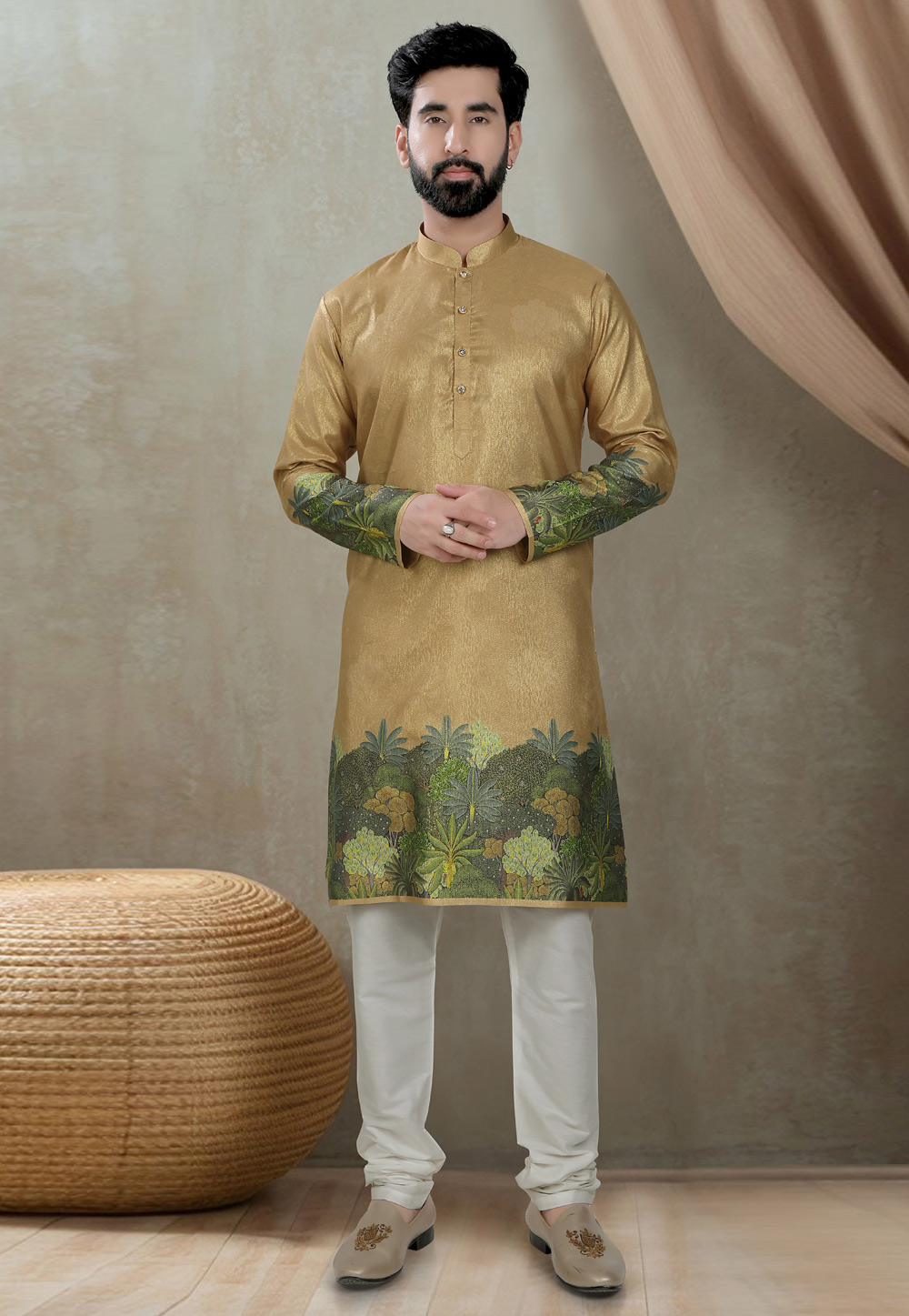 Mustard Silk Kurta Pajama 310812