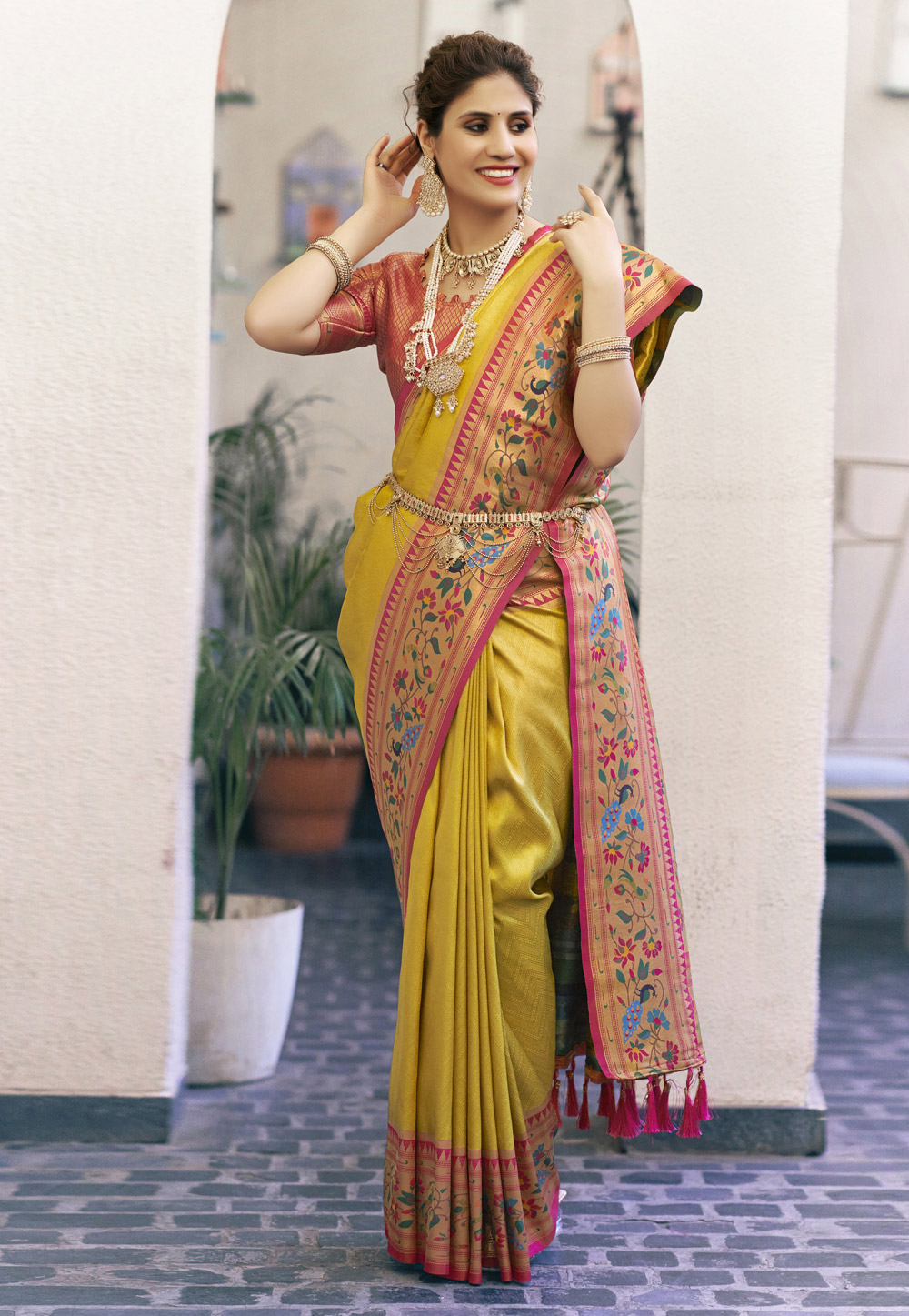 Mustard Silk Paithani Saree 287000