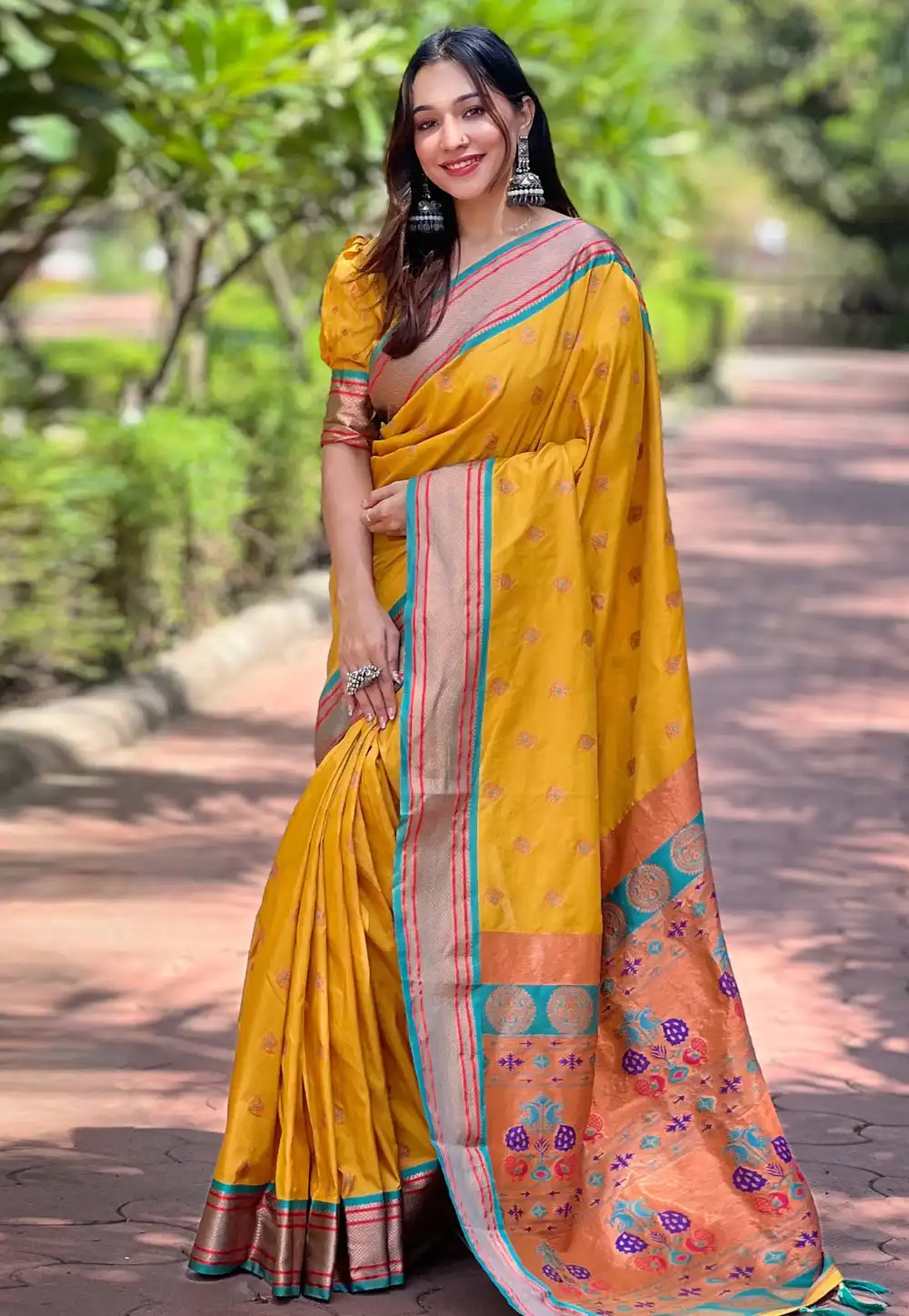 Mustard Silk Paithani Saree 294059