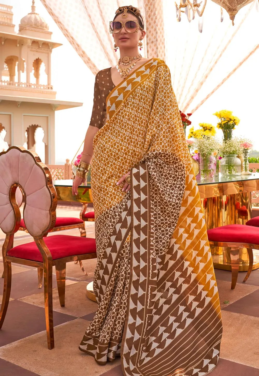 Mustard Silk Patola Saree 302261