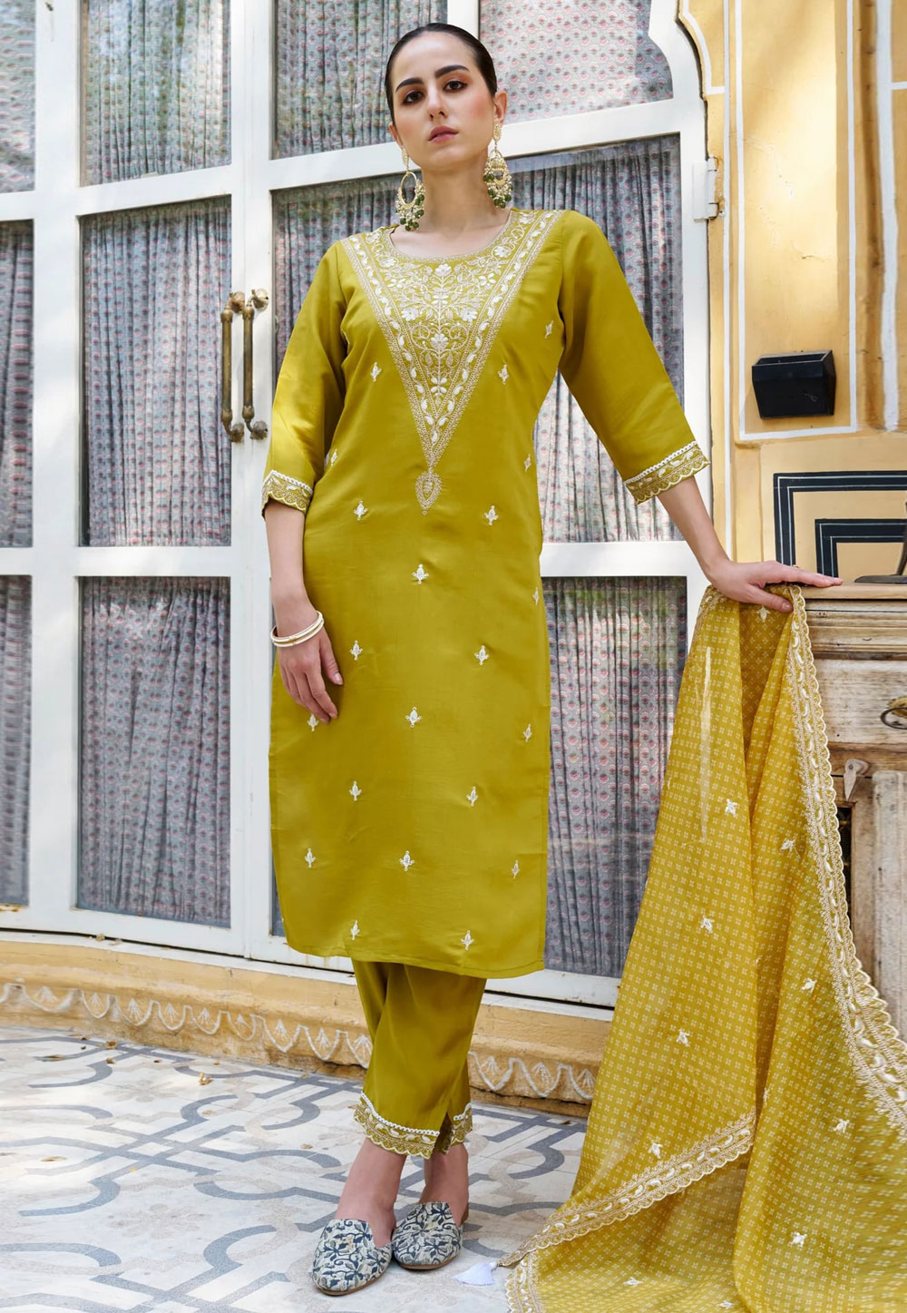 Mustard Silk Readymade Pakistani Suit 309627