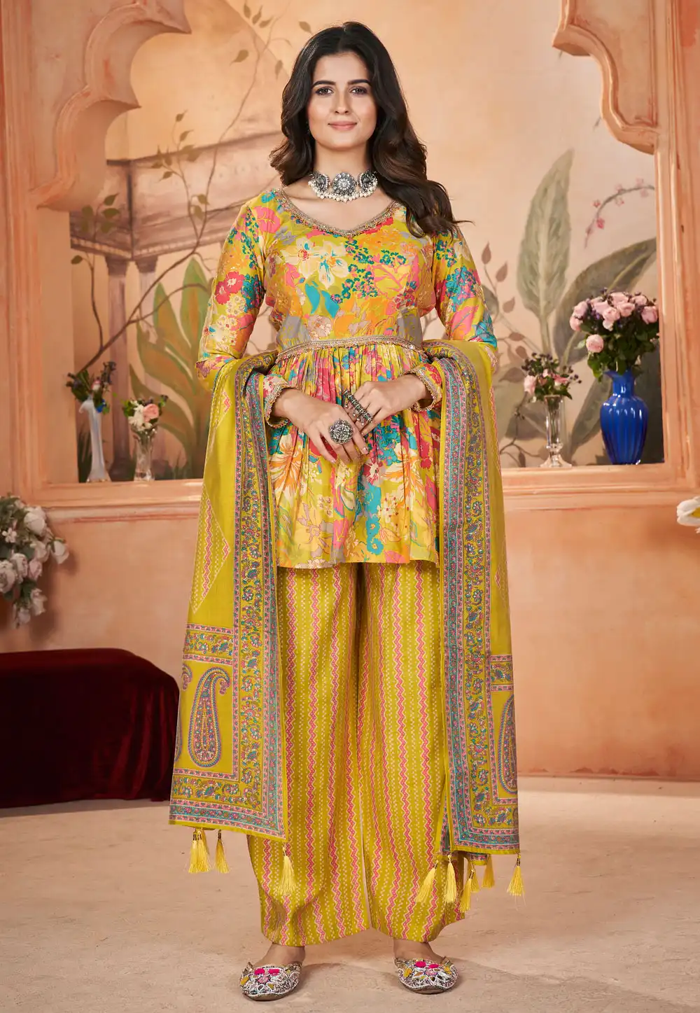 Mustard Silk Readymade Pakistani Suit 294843