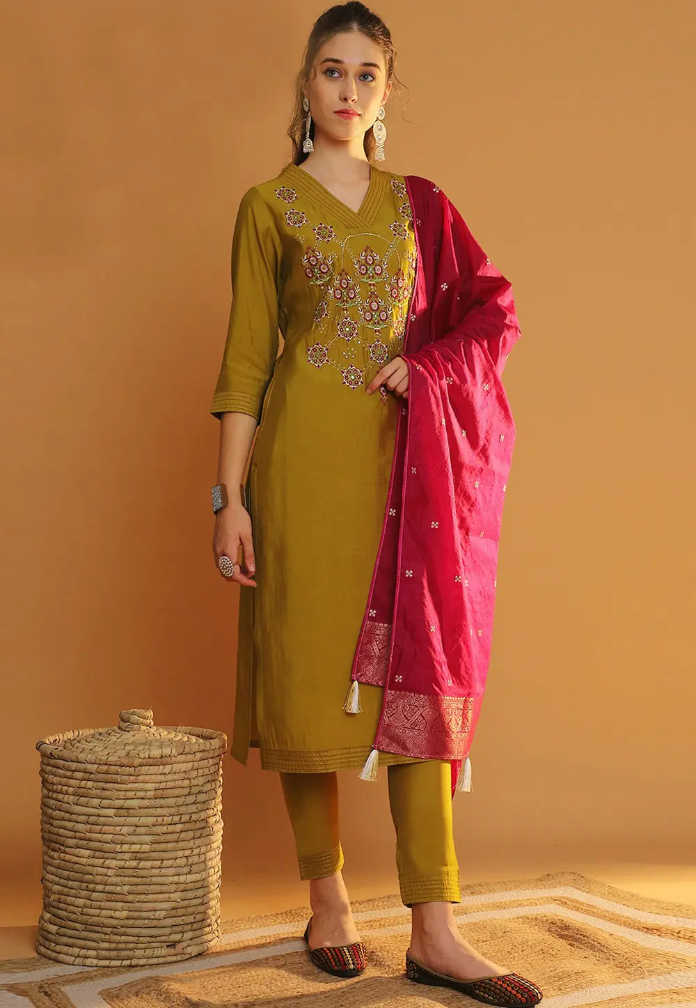 Mustard Silk Readymade Pakistani Suit 301915