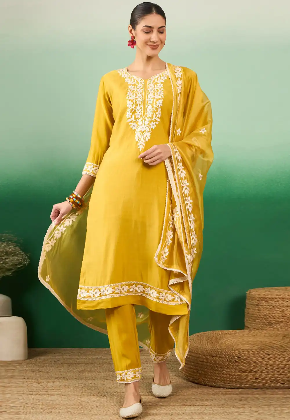 Mustard Silk Readymade Pakistani Suit 289810