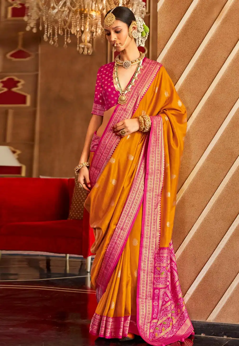 Mustard Silk Saree With Blouse 291067