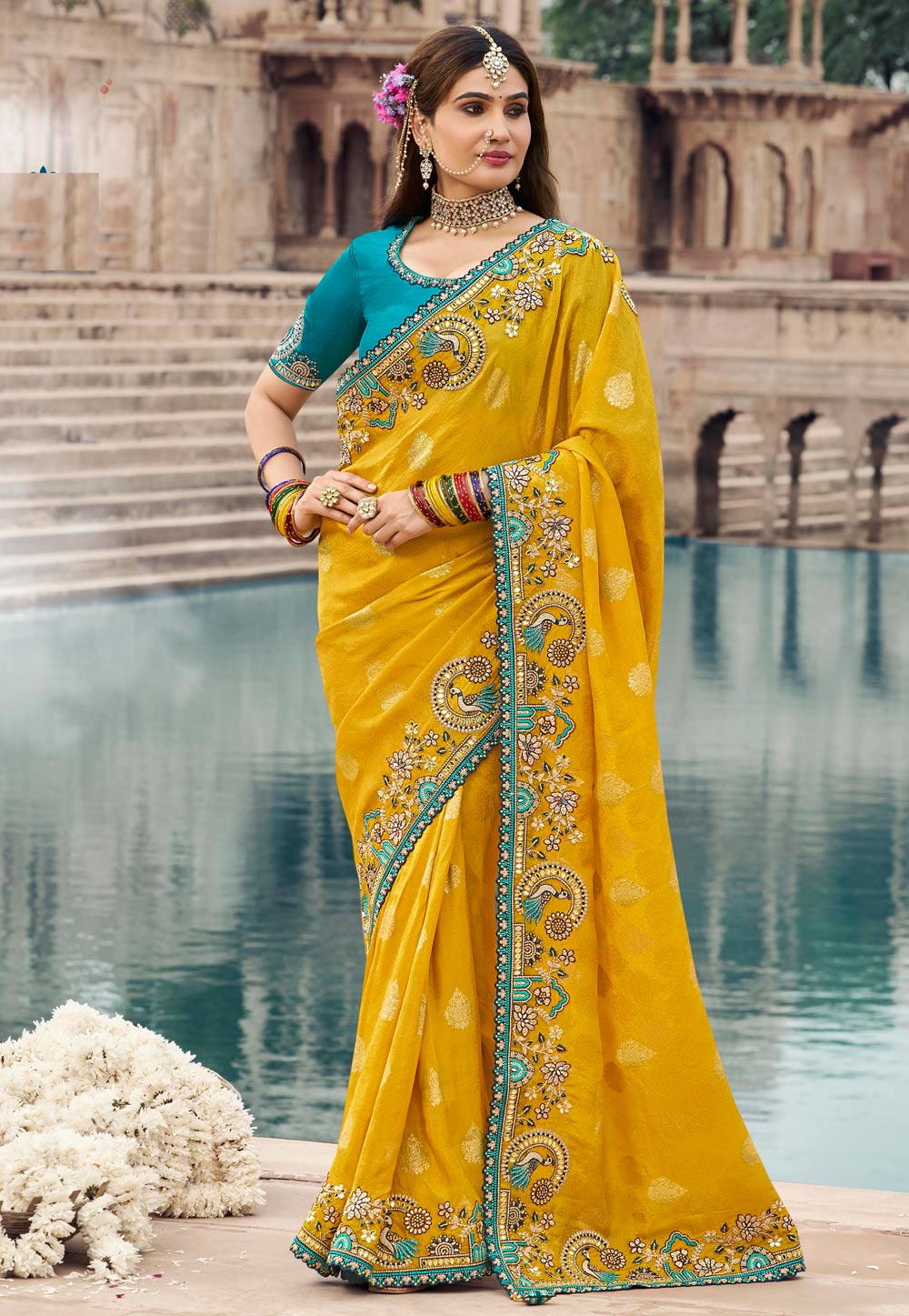 Mustard Silk Saree With Blouse 305847