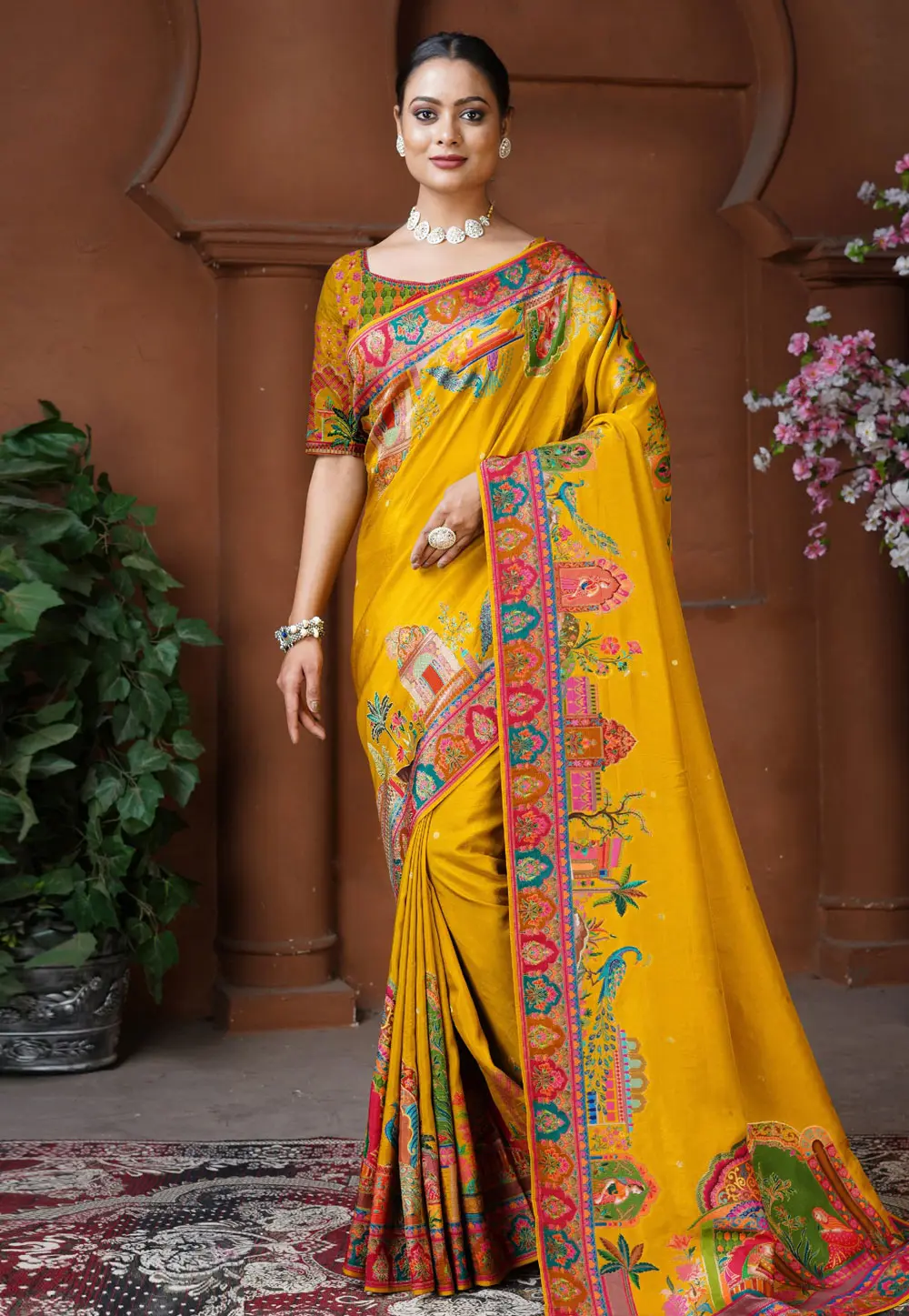 Mustard Silk Saree With Blouse 303646