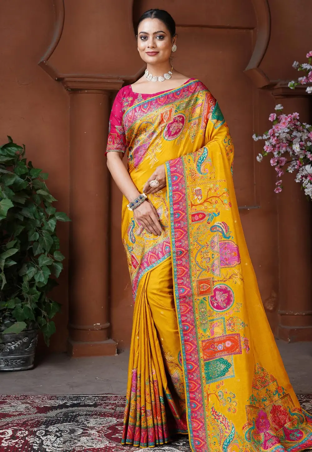 Mustard Silk Saree With Blouse 303652