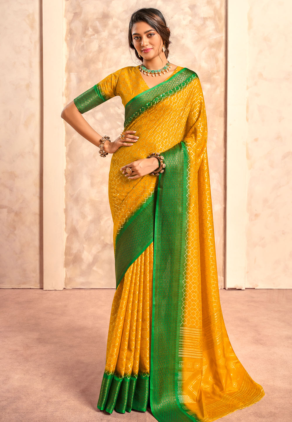 Mustard Silk Saree With Blouse 287034