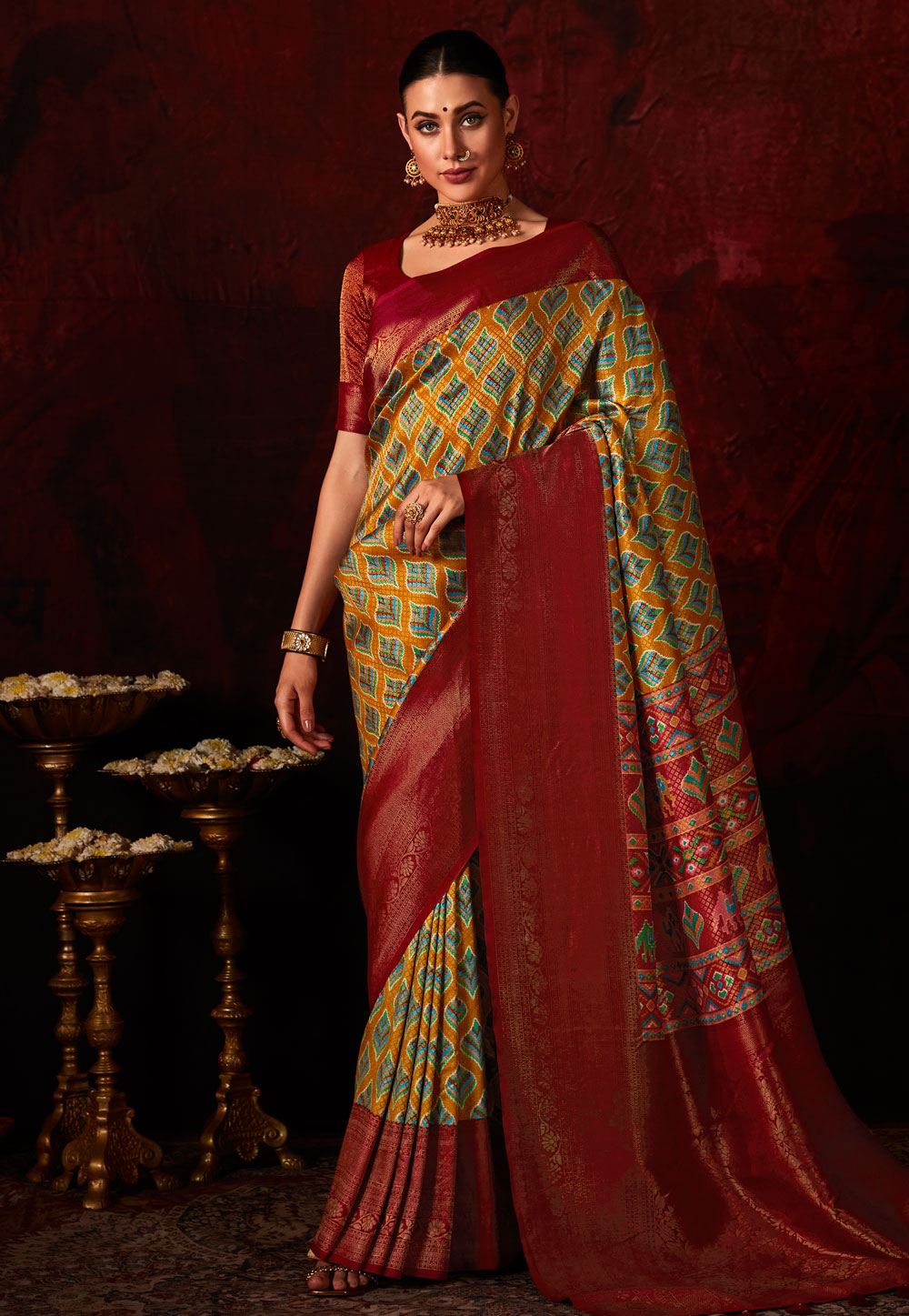 Mustard Silk Saree With Blouse 286030