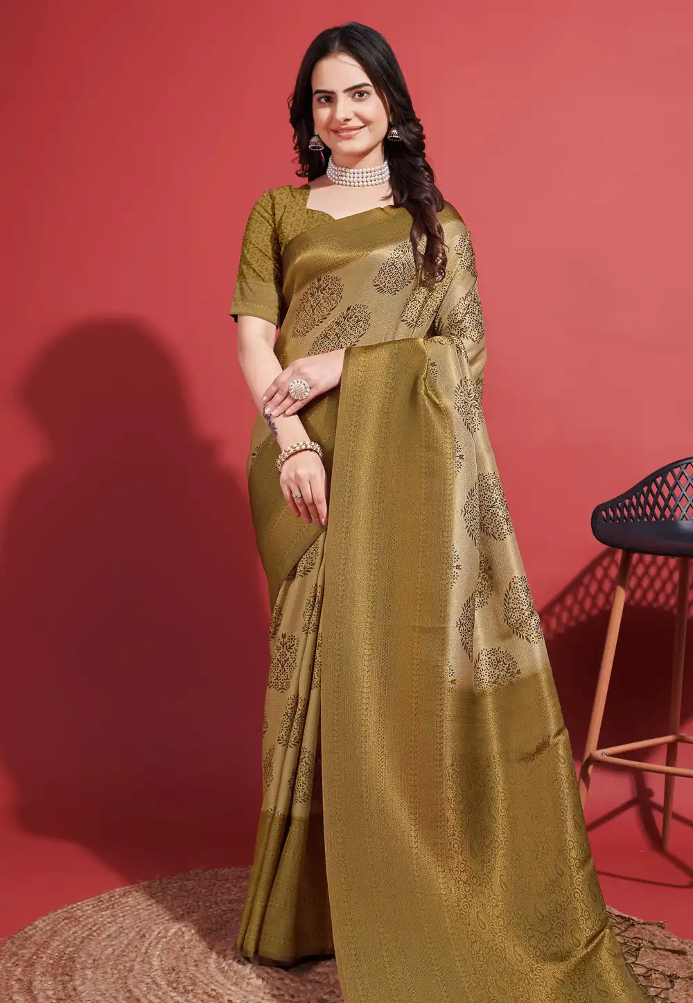 Mustard Silk Saree With Blouse 289331