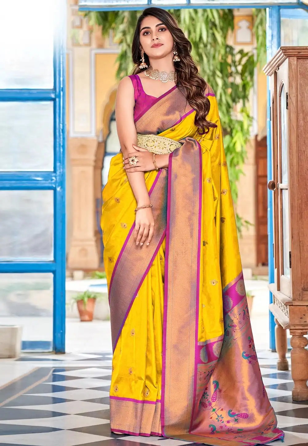 Mustard Silk Saree With Blouse 293857