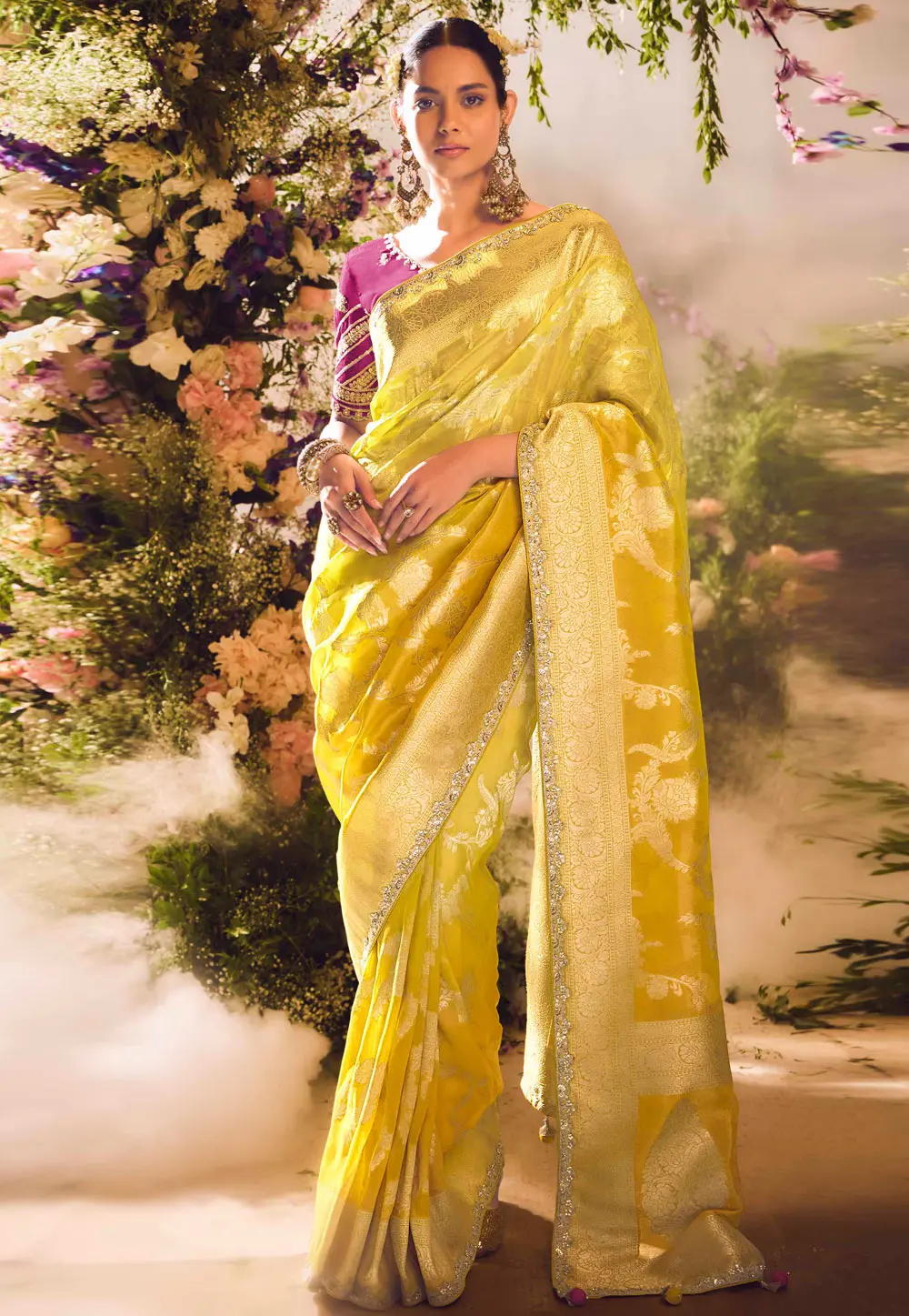 Mustard Silk Saree With Blouse 298923