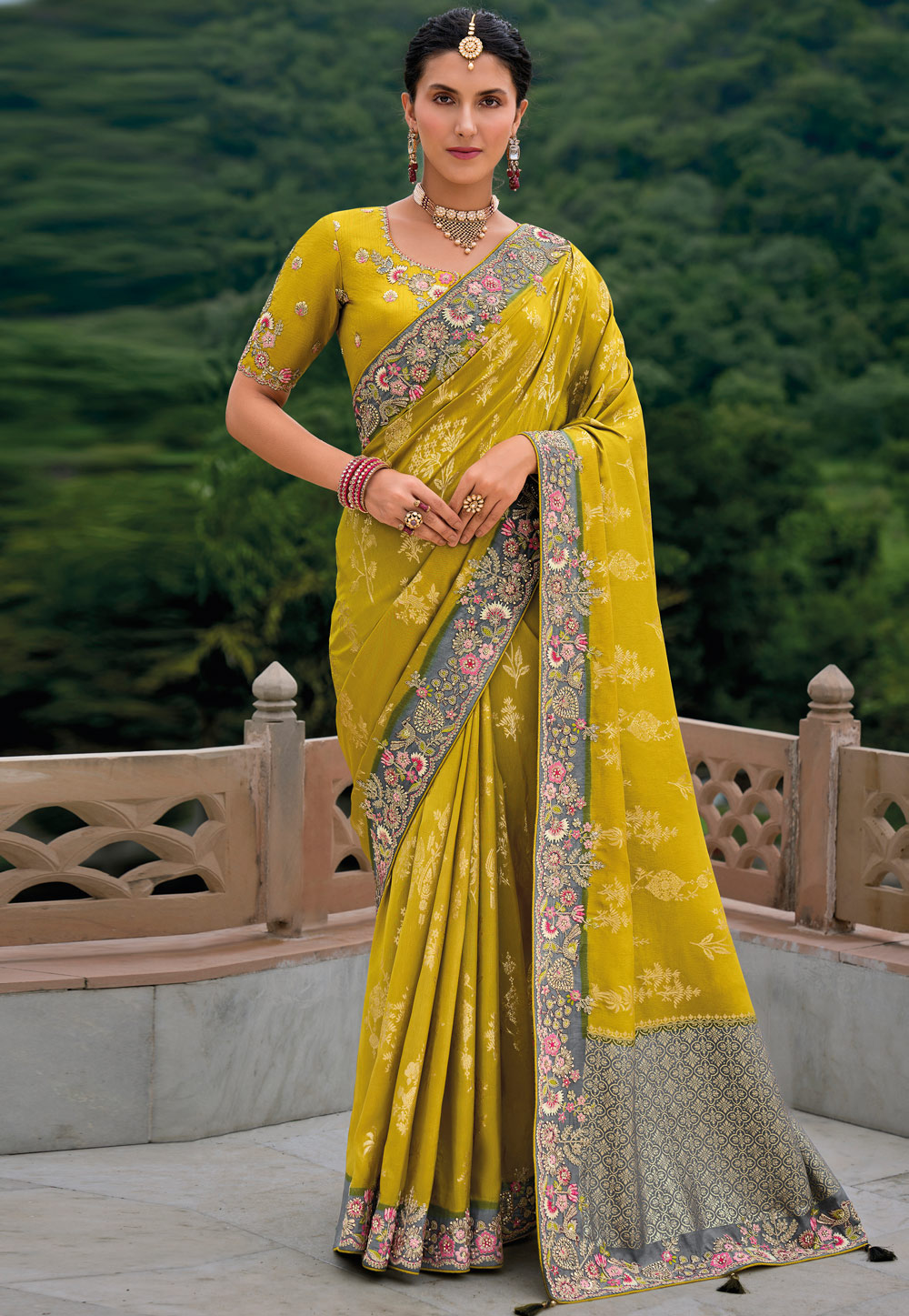 Mustard Silk Saree With Blouse 305005