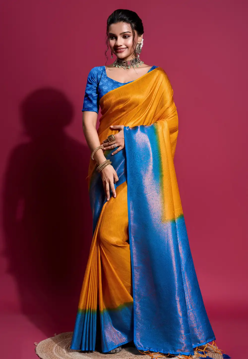 Mustard Silk Saree With Blouse 289285