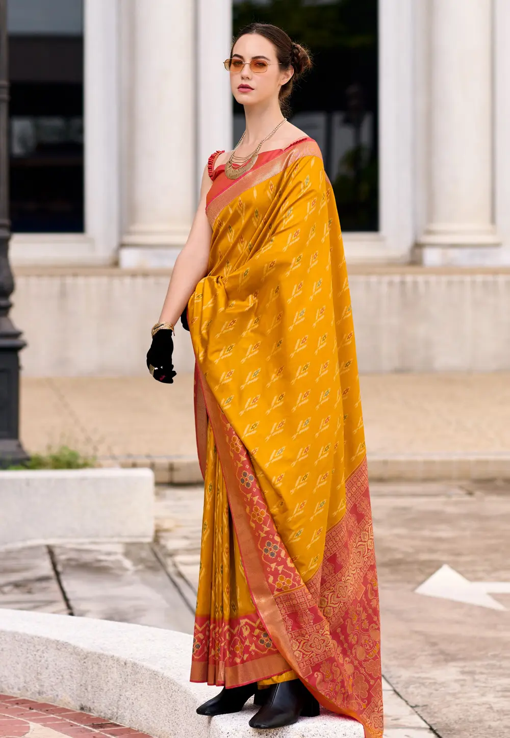 Mustard Silk Saree With Blouse 299244