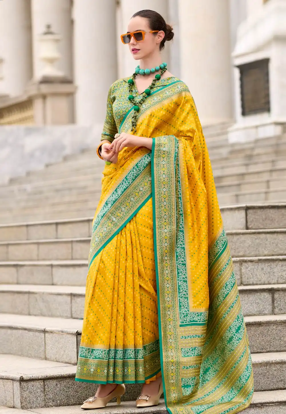 Mustard Silk Saree With Blouse 294491