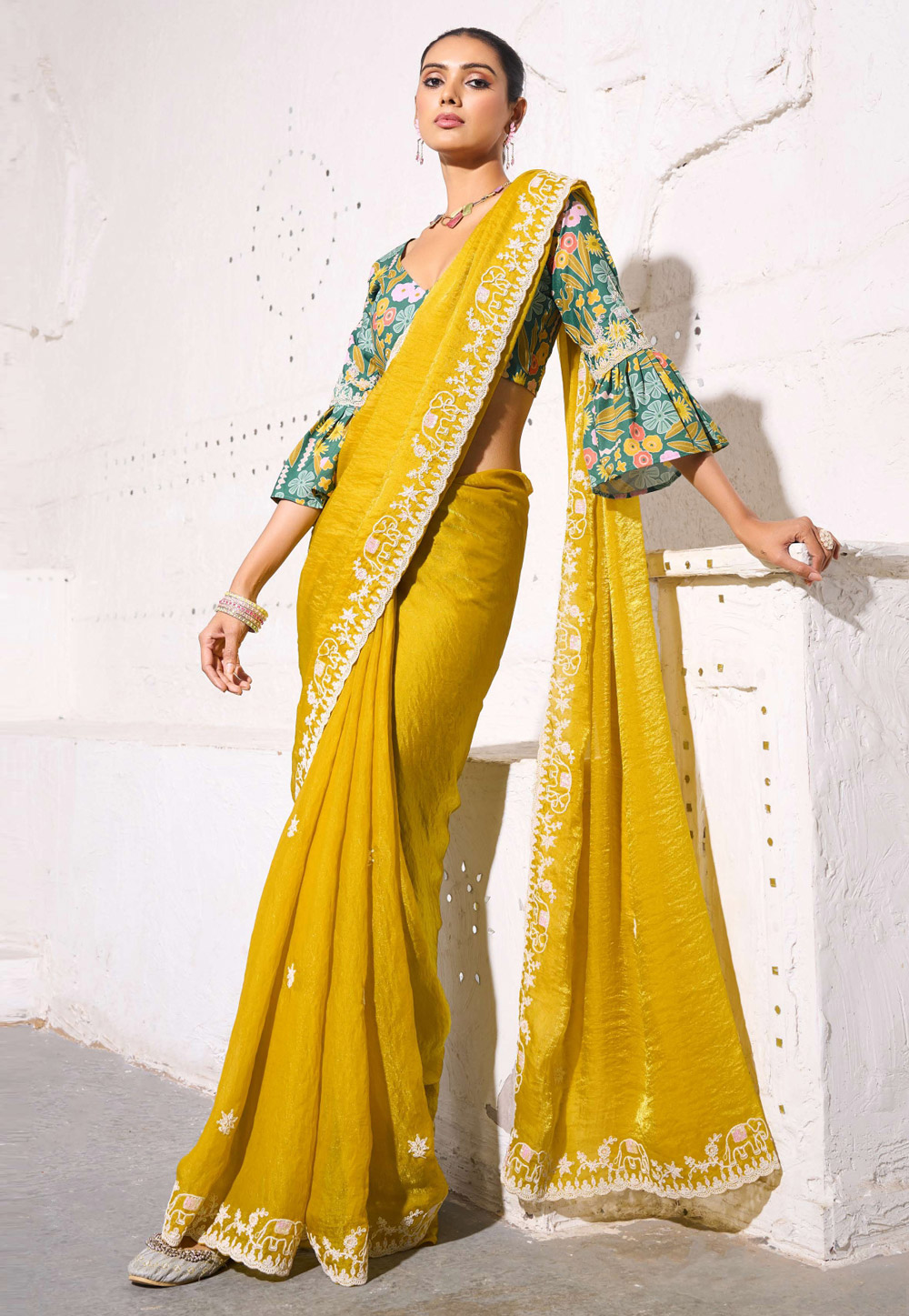 Mustard Silk Saree With Blouse 310282