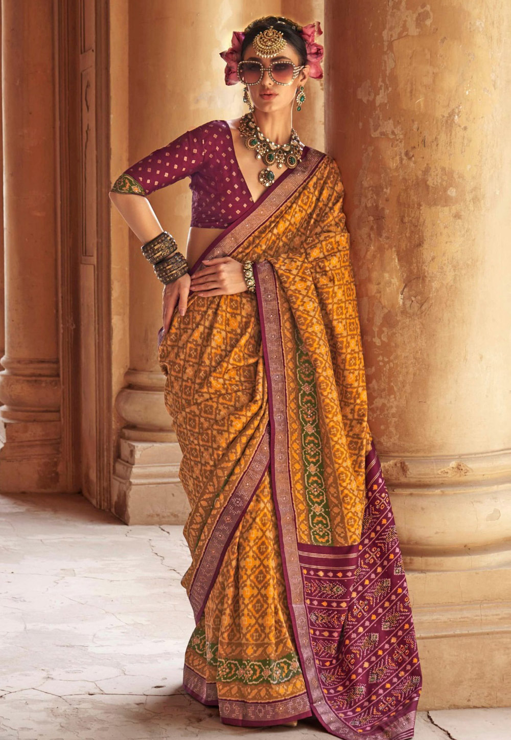 Mustard Silk Saree With Blouse 309388