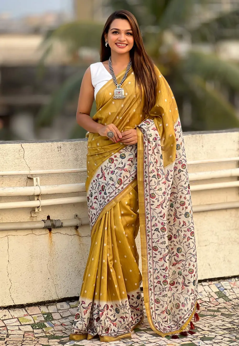 Mustard Silk Saree With Blouse 297398